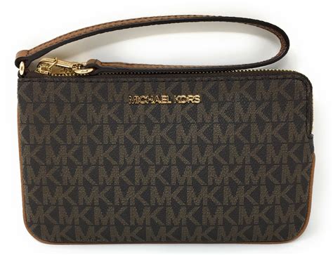 michael kors brown leather wristlet|michael kors black wallet women's.